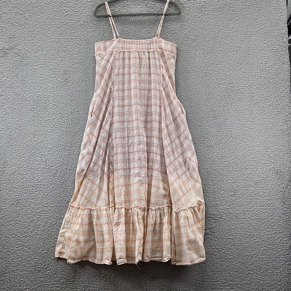 Free People Plaid Maxi Dress | Boho Button Front M/L Hippie Fairy Grunge Peasant - Picture 9 of 12